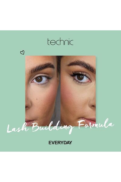 TECHNIC ماسكارا ميجا لاش المقاومة للماء - نباتية، سوداء للغاية، مقاومة للماء، متينة، رموش