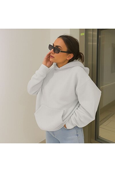 E-ROMA Hanorac unisex cu glugă, imprimat, din bumbac pieptănat cu 3 fire