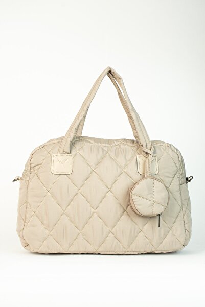 DİYKAYA Kadın Vizon Puf Kapitone Desenli Cüzdanlı Valiz El Ve Omuz Çanta