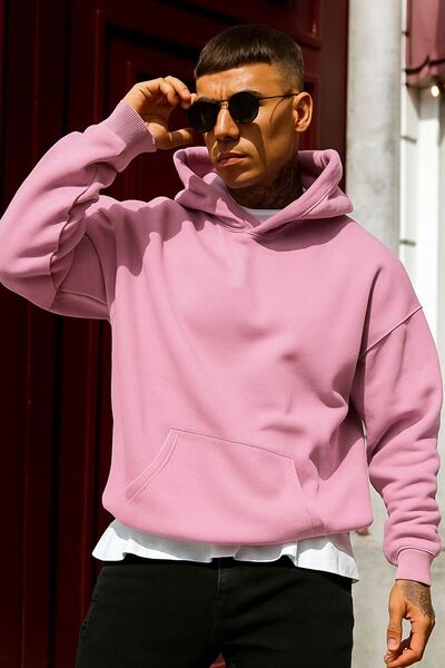 E-ROMA Hanorac unisex cu glugă, imprimat, din bumbac pieptănat cu 3 fire