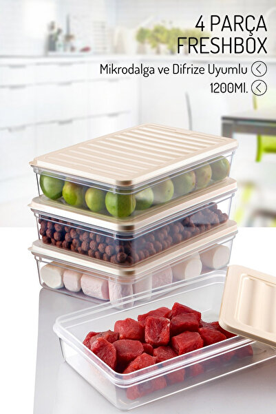 Nandy Home 4 Adet 1200Ml. Freshbox Saklama Kabı Seti - Mikrodalga ve Difrize Uyumlu