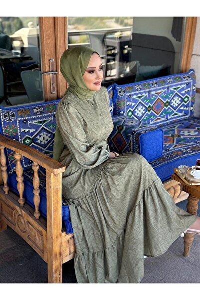Merwish Voila Elbise Yağ Yeşili
