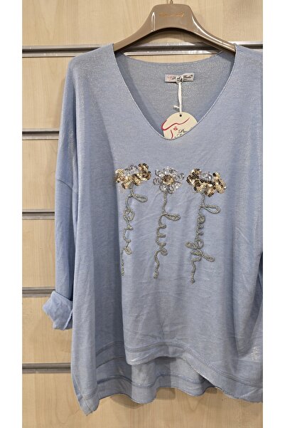 Park Moda Blouse Floral Sequin V-Neck