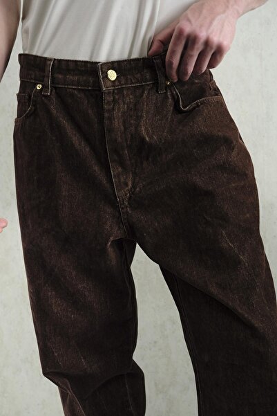 GIESTO Brown Pants with Gold Accessory Details