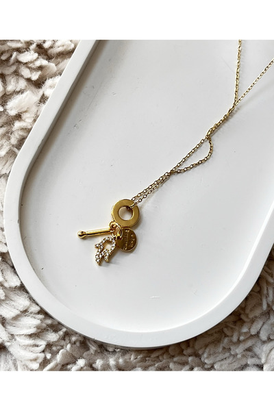 Lume Store Women's Gold Color Charm Detailed 316L Steel Necklace