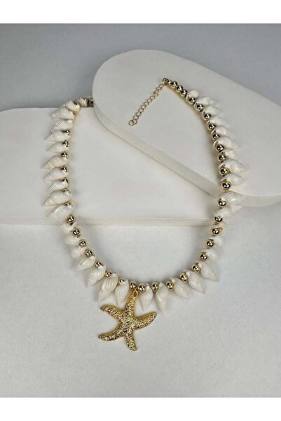 Kius Beyaz Deniz Kabuklu Deniz Yıldızı Kolye