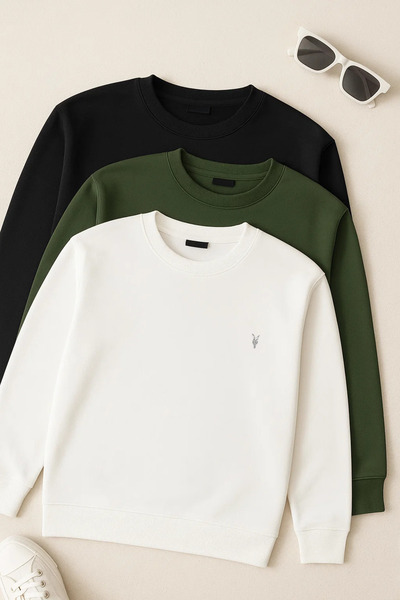 COMBİNE MİCHAİL Erkek Günlük Rahat Kışlık Bol 3 Lü Swetshirt