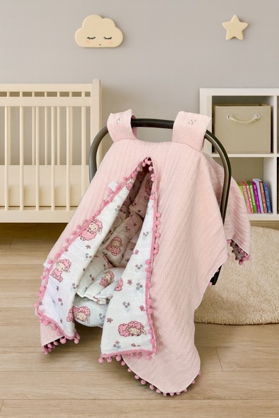 FG Store 100% Cotton Double Layer Knitted Pique/Muslin Stroller Cover, Cushion and Cover