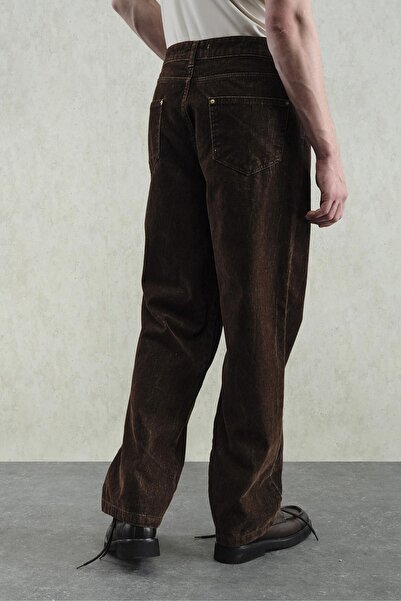 GIESTO Brown Pants with Gold Accessory Details