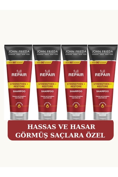 John Frieda Hassas Ve Hasar Görmüş Saçlar İçin Onarıcı Şampuan 250 ml 4 Adet