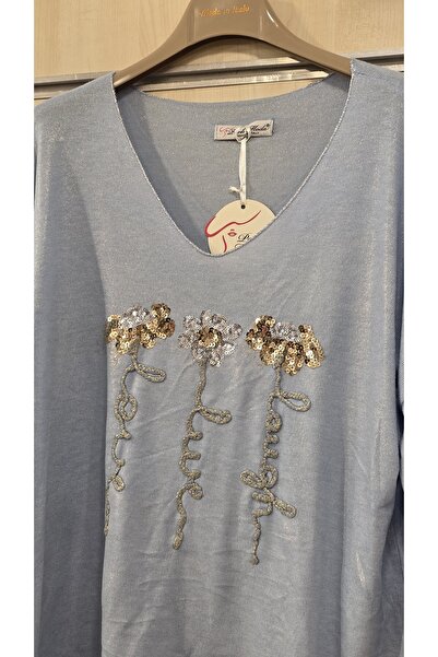 Park Moda Blouse Floral Sequin V-Neck