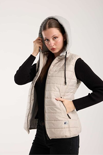 Wise Women's Hooded Combed Cotton Lined Puffer Vest