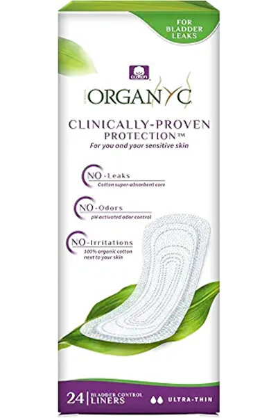 Organyc Organ(y) c - بطانات سلس البول الخفيف فائقة الرقة 24 قطعة (لتسربات المثانة)