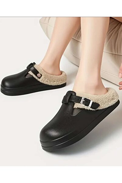 ÇEÇEN HOME Зимни чехли - Неплъзгаща се дебела подплатена EVA подметка за вътрешна употреба, меки обувки за студени подове