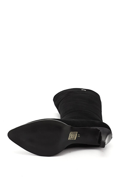 GÖNDERİ(R) Women's Black Suede Pointed Toe Thin Heeled Boots