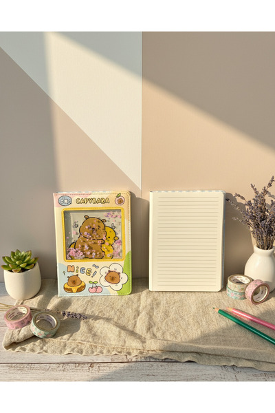 Kokoş İşler Watercolor Capybara Striped Notebook