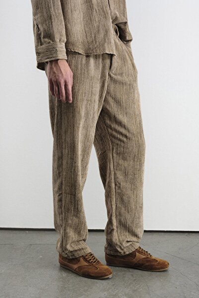 GIESTO Effective Pleated Velvet Brown Pants