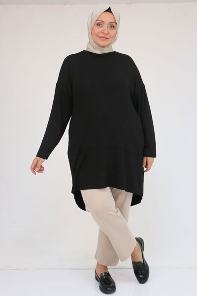 Eslina 58105 Plus Size Strawberry Tunic with Cross Detail on the Back - Black