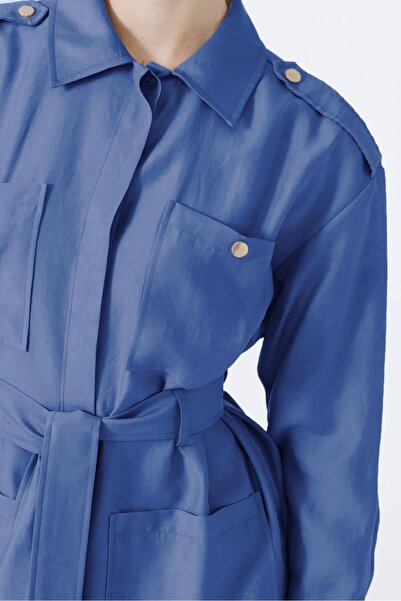 Zühre Navy Blue Combination Suit with Belted Pocket Detail Tk-1260