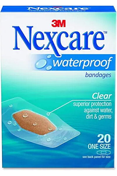 Nexcare ضمادات مقاومة للماء (MMM58620PB، 3M، C، 1-1/16x2-1/4 بوصة، شفافة)