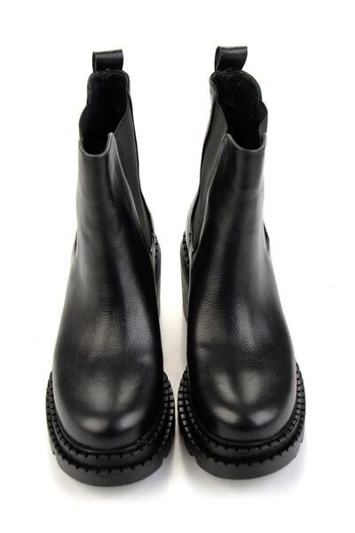 Bambi Siyah Hakiki Deri Kadın Bot & Bootie K02666301403