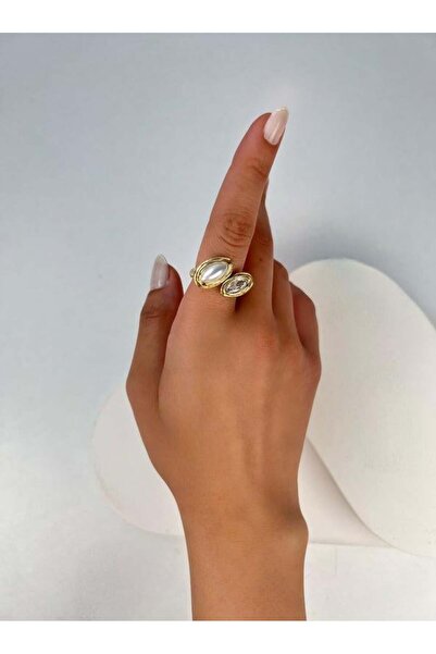 Kius خاتم ذهبي عتيق مرصع باللؤلؤ