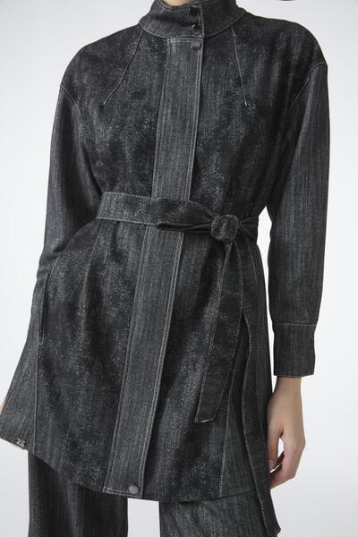 Zühre Belted Jacket Pants Black Double Suit Tk-1718