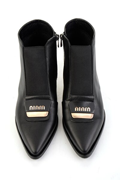 Bambi Siyah Hakiki Deri Kadın Bot & Bootie K02531207403