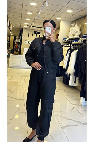 Vosse Sedna Siyah Saten Fermuarlı Takım