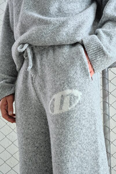 GIESTO Soft Textured Knitted Tricot Gray Pants