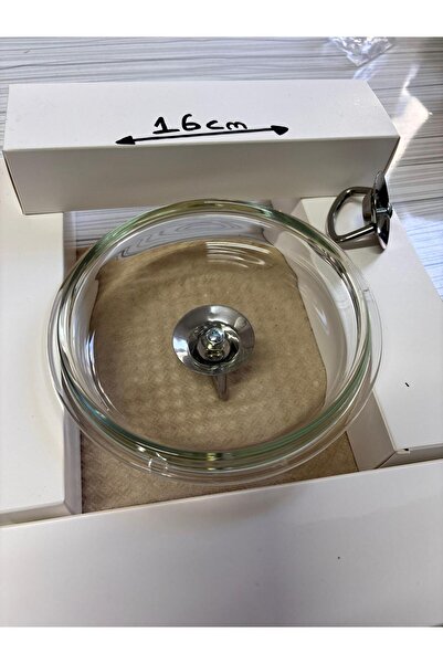 Ürkmez Ticaret 16 cm Paşabahce Karaca Granite and Steel Cookware Payrex Glass Lid with Steel Top and Screw Included