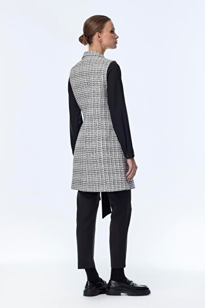 Zühre Tweed Patterned Belt Detailed Ecru Double Suit Tk-1389