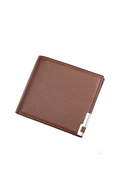 Tessero Portofel slim barbatesc din piele naturala, model cu colt metalic, mu...