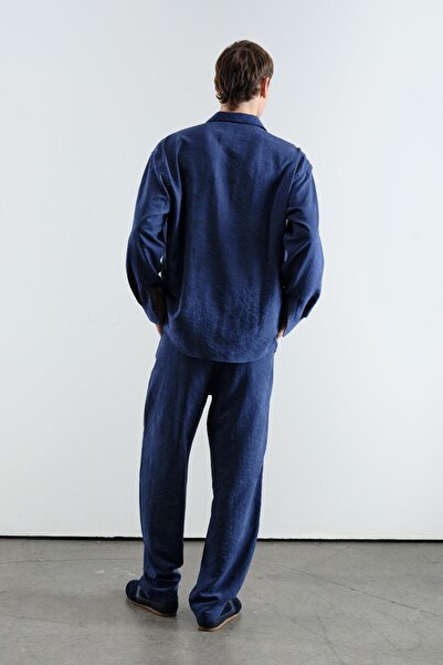 GIESTO Plied Effect Modal Dark Blue Trousers