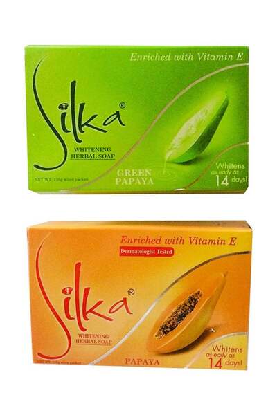 Silka صابون تبييض بخلاصة الأعشاب والبابايا، قطعتين، 135 جم
