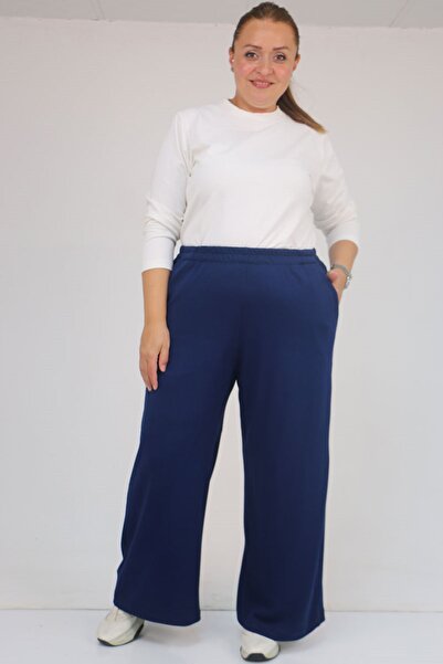 Eslina 59026 Plus Size Elastic Waist Modal Pants - Indigo