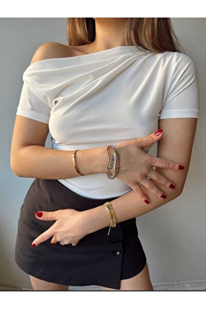 Cockatoo Γυναικεία μπλούζα με κοντό μανίκι με λαιμόκοψη και ανοιχτό ώμο