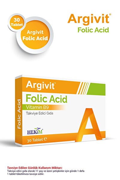 Argivit Folik Asit Vitamin B9 İçeren Takviye Edici Gıda 30 Tablet