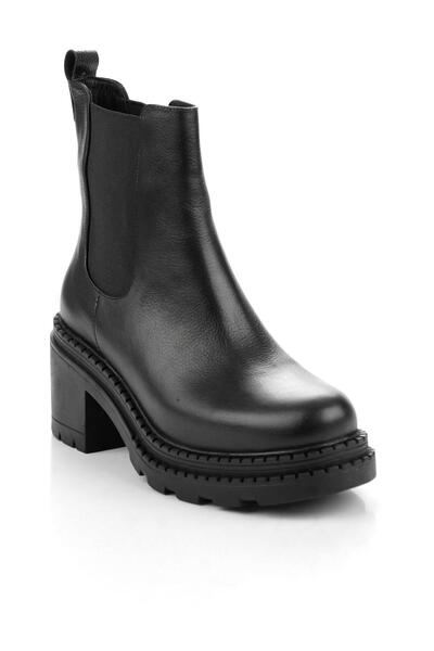 Bambi Siyah Hakiki Deri Kadın Bot & Bootie K02666301403