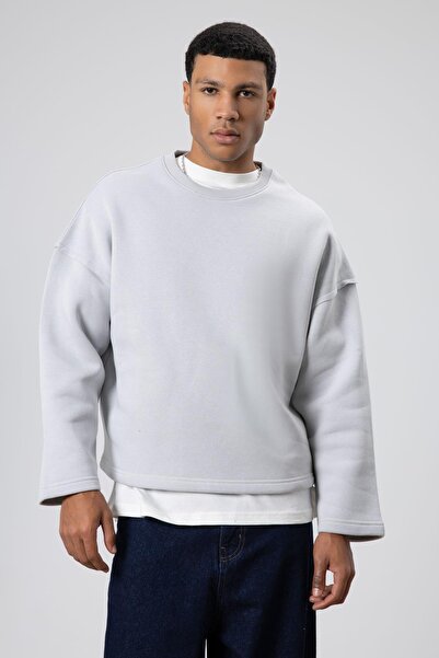 VAMOSCLO Φούτερ με χαλαρή εφαρμογή σε ανοιχτό γκρι χρώμα