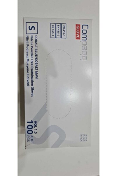 COMPAQ قفازات كومباك نتريل الزرقاء خالية من البودرة مقاس S 100 قطعة