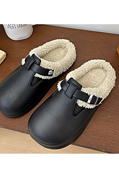 ÇEÇEN HOME Зимни чехли - Неплъзгаща се дебела подплатена EVA подметка за вътрешна употреба, меки обувки за студени подове