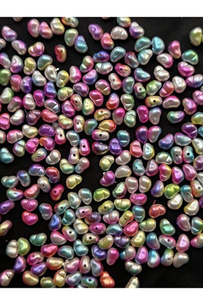 Bijumix Aksesuar 100 Adet Yamuk İnci, Barok İnci, Boncuk, Pembe Mor Yeşil Mav...
