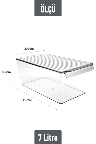 İronika Large Size Refrigerator Organizer with Lid Fruit Vegetable Storage Container Organizer 7 Liters X 3 Pieces