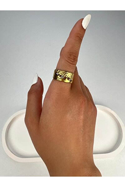 Kius خاتم ذهبي من سلسلة خاصة مصنوع من حجر الشريط