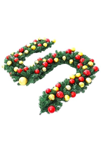 GOLD MARKET Χριστουγεννιάτικη τεχνητή γιρλάντα από έλατο με κόκκινες και χρυσ...