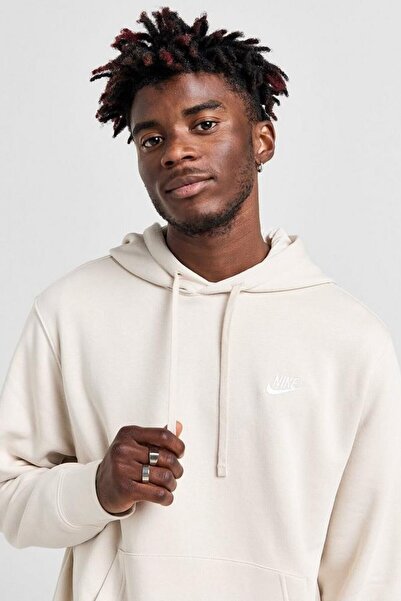 Nike Clup Fleece Pullover Bb Hoodie Embroidered Men's Cream Color Sweatshirt