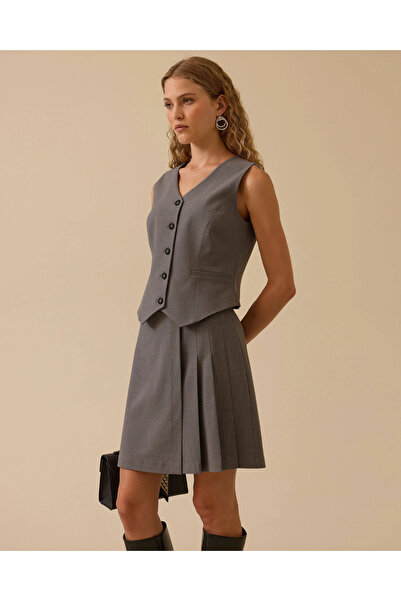 SEÇİL V-Neck Buttoned Classic Vest