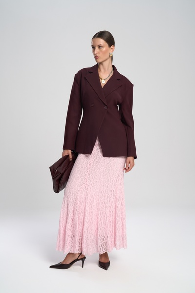 MAI STUDIOS CO. Fusta lungă din dantelă roz Veylia