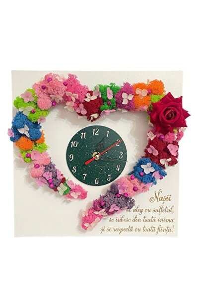 ALVAL Decorative painting with stabilized moss and flowers, engraved with a m...